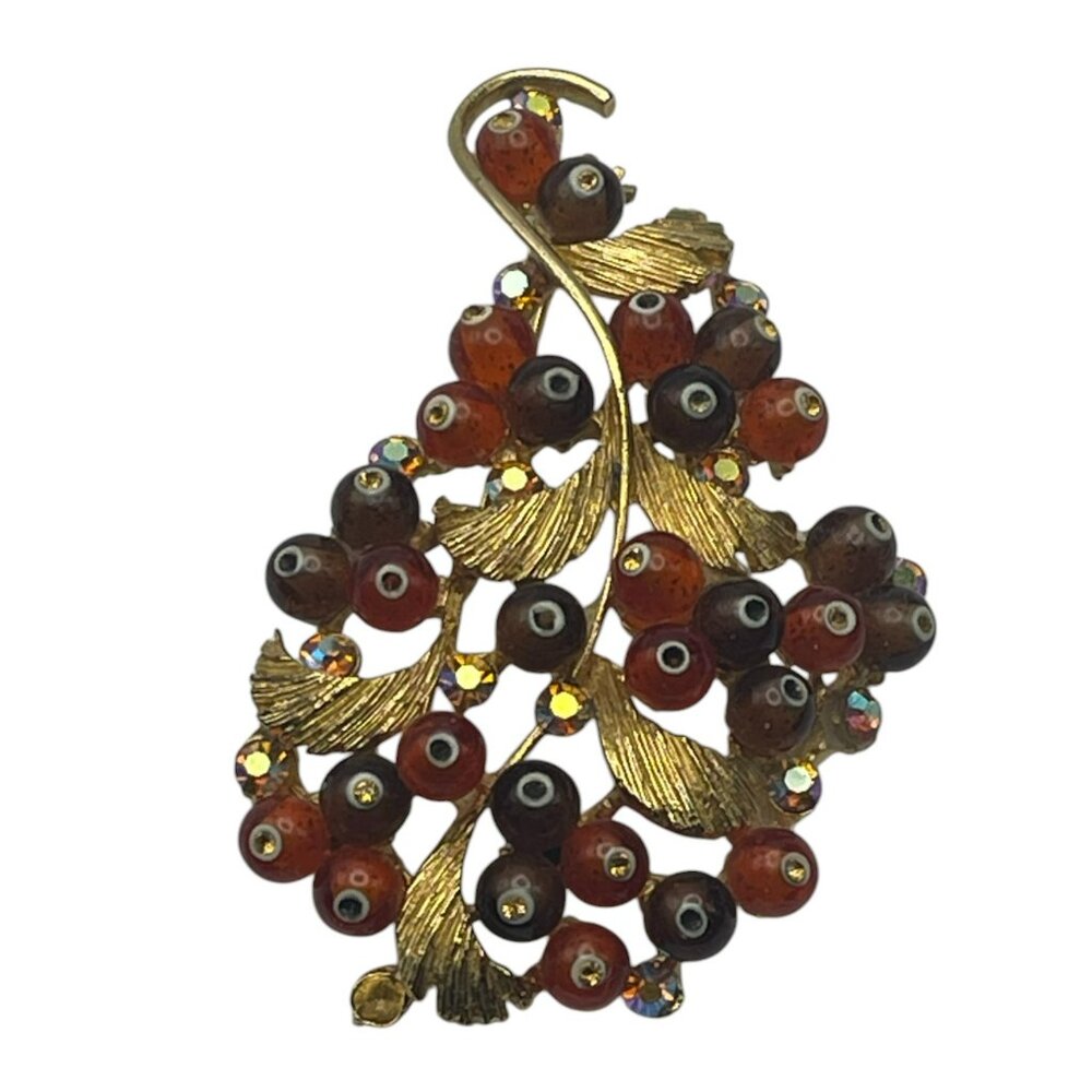 Vintage Signed BSK Beaded Brooch